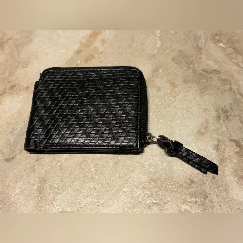 Black Woven Leather Wallet